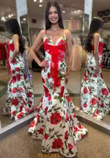 Ivory/Red Print
