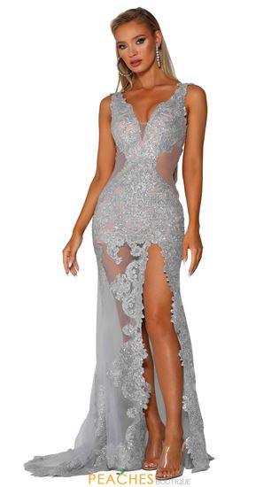 silver dress prom