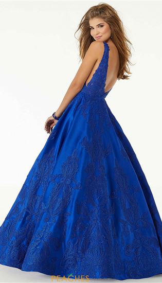 royal blue and grey dress