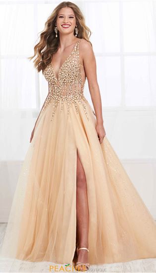Tiffany Designs Chiffon Beaded Prom Dress 16190 Pastel Orchid/Nude