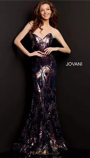 Strapless Fitted Sequins Dress 05100