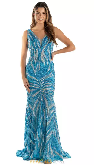 Fitted Sequins Long Dress 06153