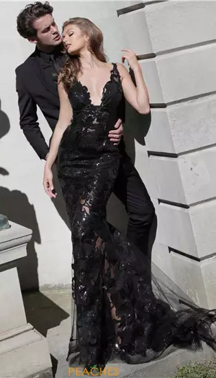 Applique Long Fitted Dress 60283