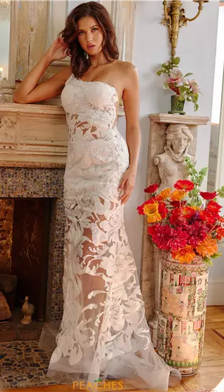 Single Shoulder Sequins Long Dress 02895