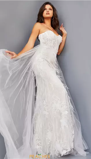 Fitted Overskirt Long Dress 07914