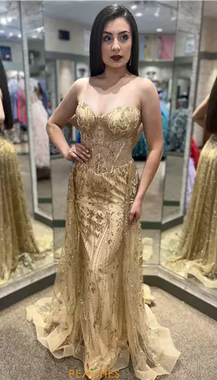 Fitted Overskirt Long Dress 26113