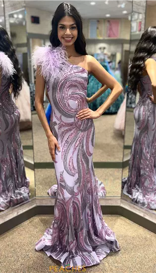 Single Shoulder Fully Beaded Dress 32596