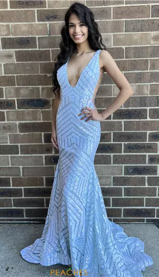 V Neck Long Fitted Dress 59762