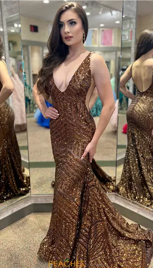 V Neck Long Fitted Dress 59762