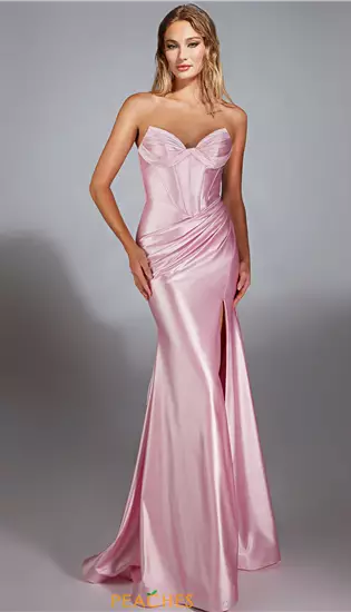 Stretch Satin Fitted Corset Dress 61733