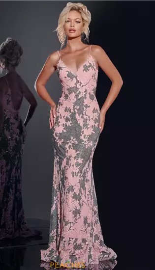 V Neckline Beaded Dress 44033