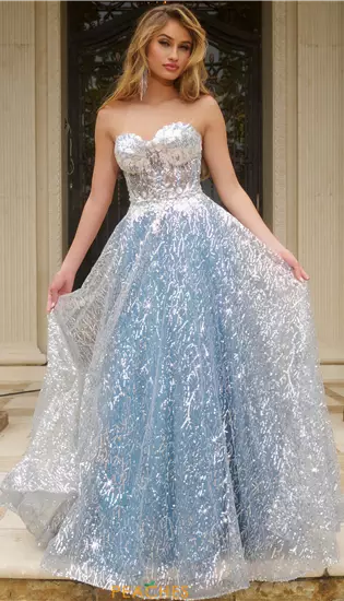 Strapless Beaded A Line Dress 08417