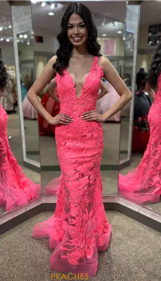 Applique Long Fitted Dress 60283