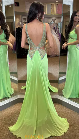 V Neck Fitted Long Dress 4332