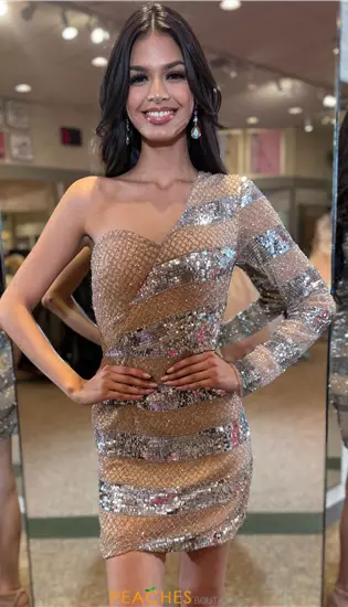 Fitted sequins Short Dress 1186