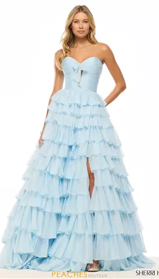 Back Zipper Long Chiffon Dress 57424