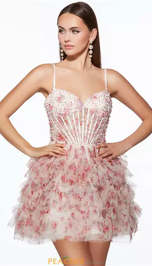 Short Beaded Tulle Dress 30013