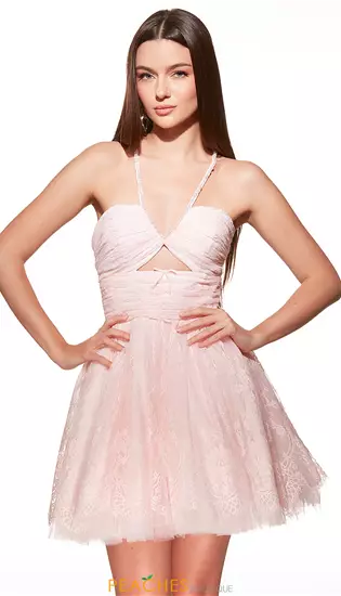 Short V Neckline A Line Dress 30030