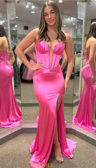 Long Fitted Satin Dress D5024