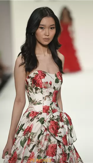 Strapless Printed A Line Dress 57724