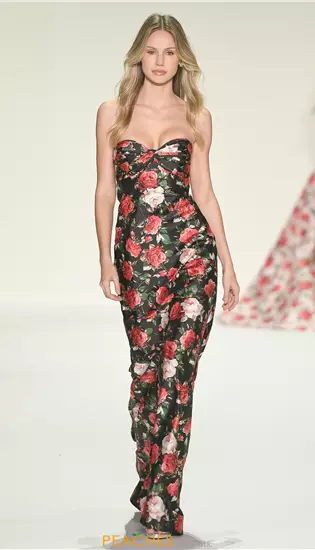 Strapless Fitted Print Dress 57962