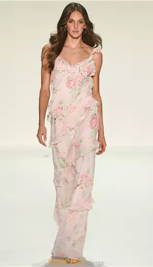 Long Chiffon V Neck Dress 57782