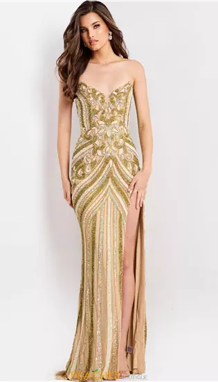 Strapless Beaded Long Dress 38707