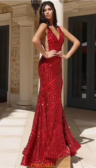 V Neckline Sequins Dress 38053