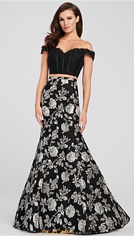 Black Rose Applique Crepe Dress