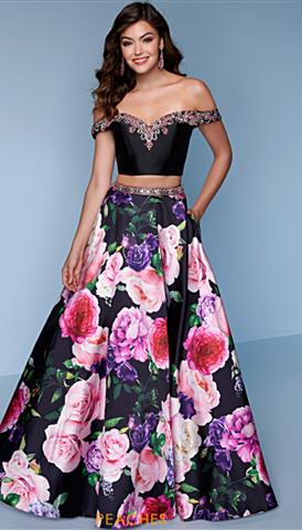 Rose Print Prom Dresses