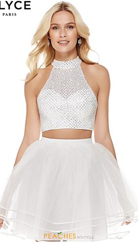 Kalani Hilliker by Alyce Prom Two Piece Gown KP124 White/Silver
